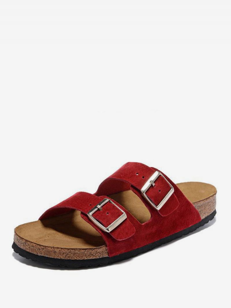 Dam Slide Sandaler Casual Gummi Color Block Rund Toe Tofflor - Röd