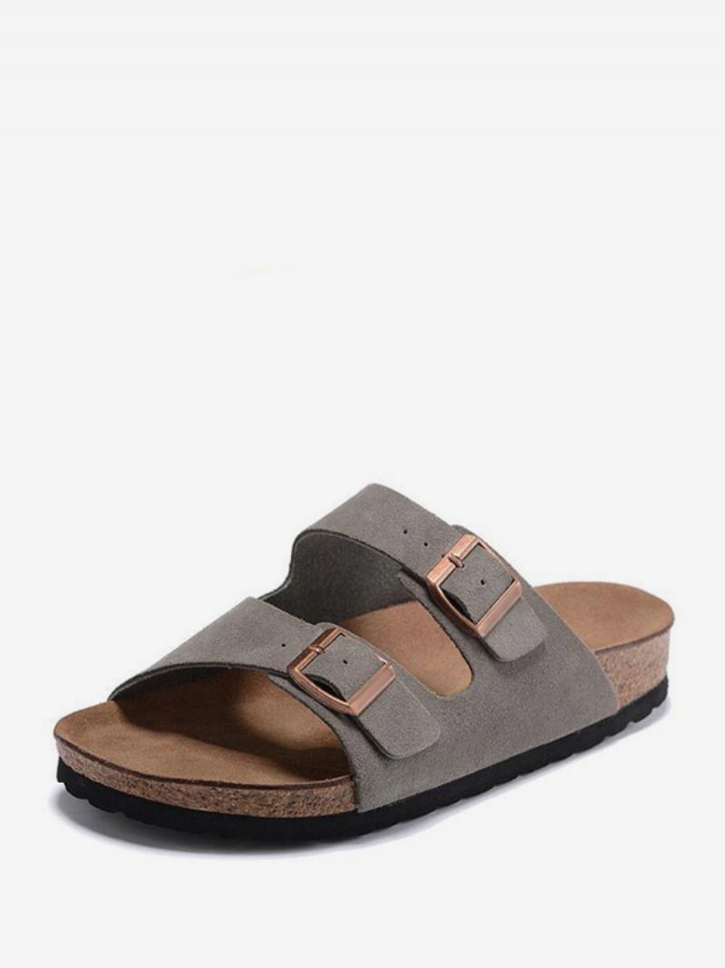 Dam Slide Sandaler Casual Gummi Color Block Rund Toe Tofflor - Grå