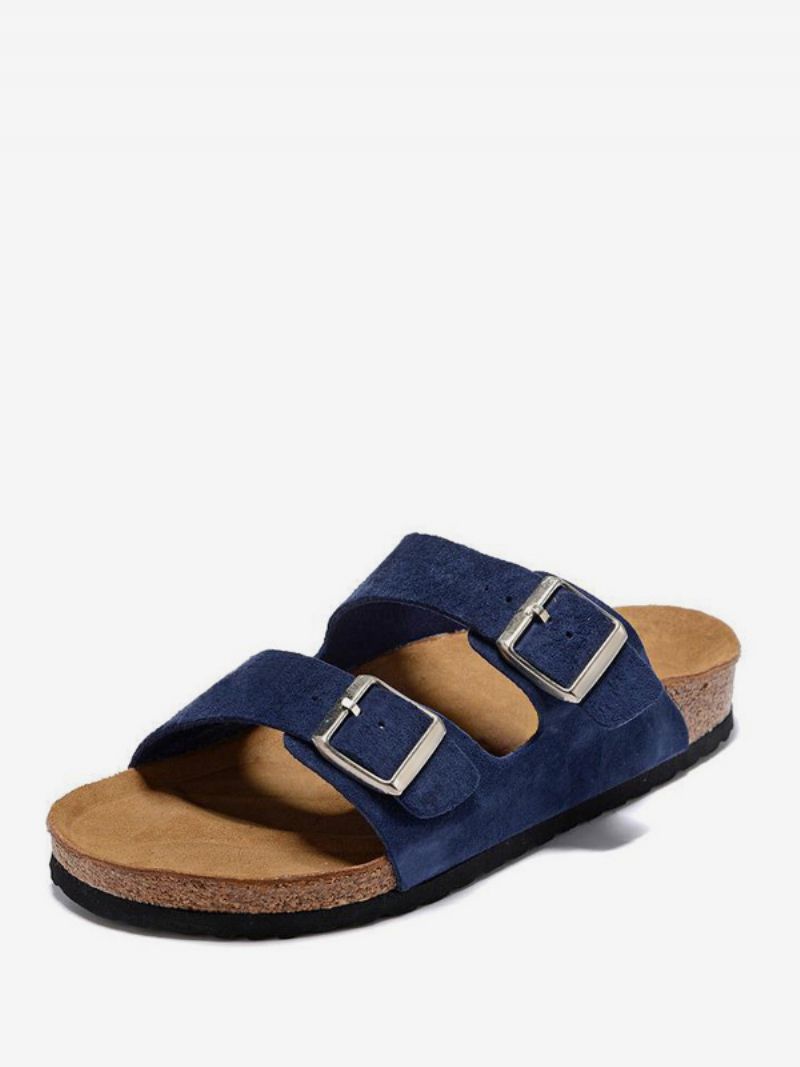 Dam Slide Sandaler Casual Gummi Color Block Rund Toe Tofflor - Blå