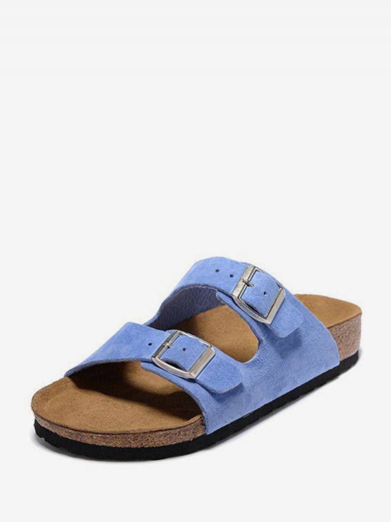 Dam Slide Sandaler Casual Gummi Color Block Rund Toe Tofflor - Ljus Himmelsblå