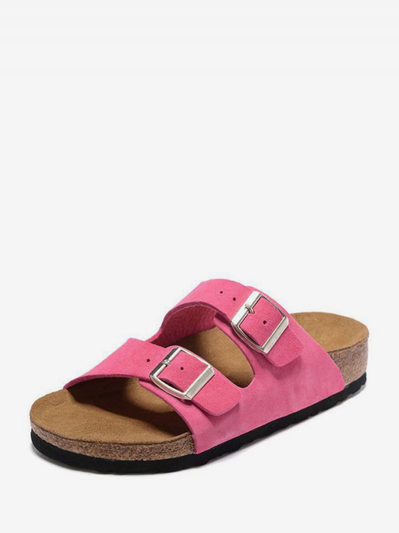 Dam Slide Sandaler Casual Gummi Color Block Rund Toe Tofflor - Rosa