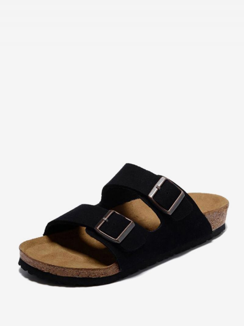 Dam Slide Sandaler Casual Gummi Color Block Rund Toe Tofflor - Svart