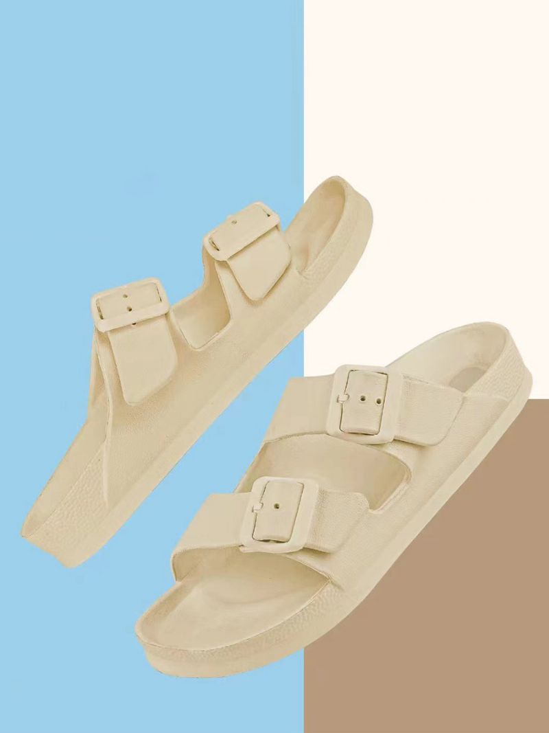 Damsandaler Casual Gummi Rund Toe Tofflor - Beige