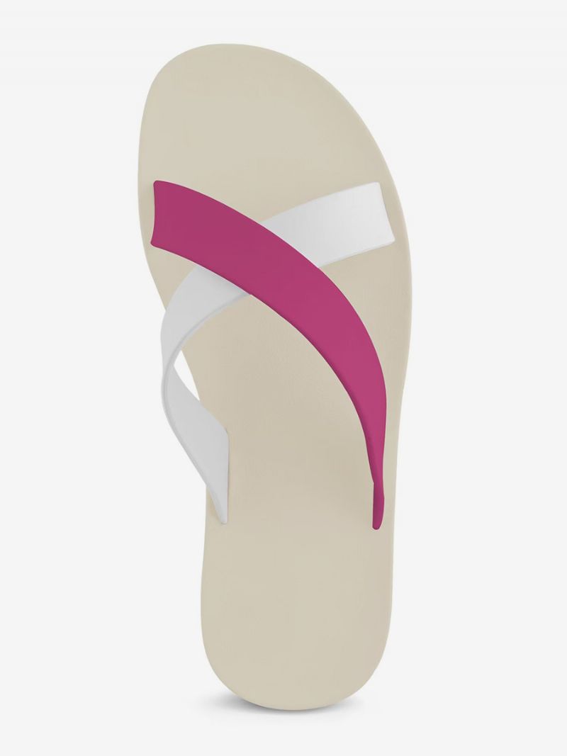 Damsandaler Casual Gummi Tvåfärgade Rund Toe Tofflor - Beige