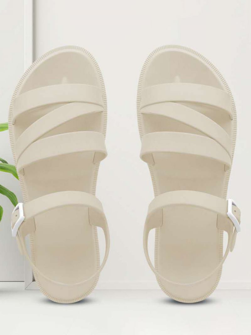 Damsandaler Ecru White Strappy Casual Sandal Skor