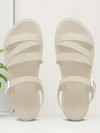 Damsandaler Ecru White Strappy Casual Sandal Skor