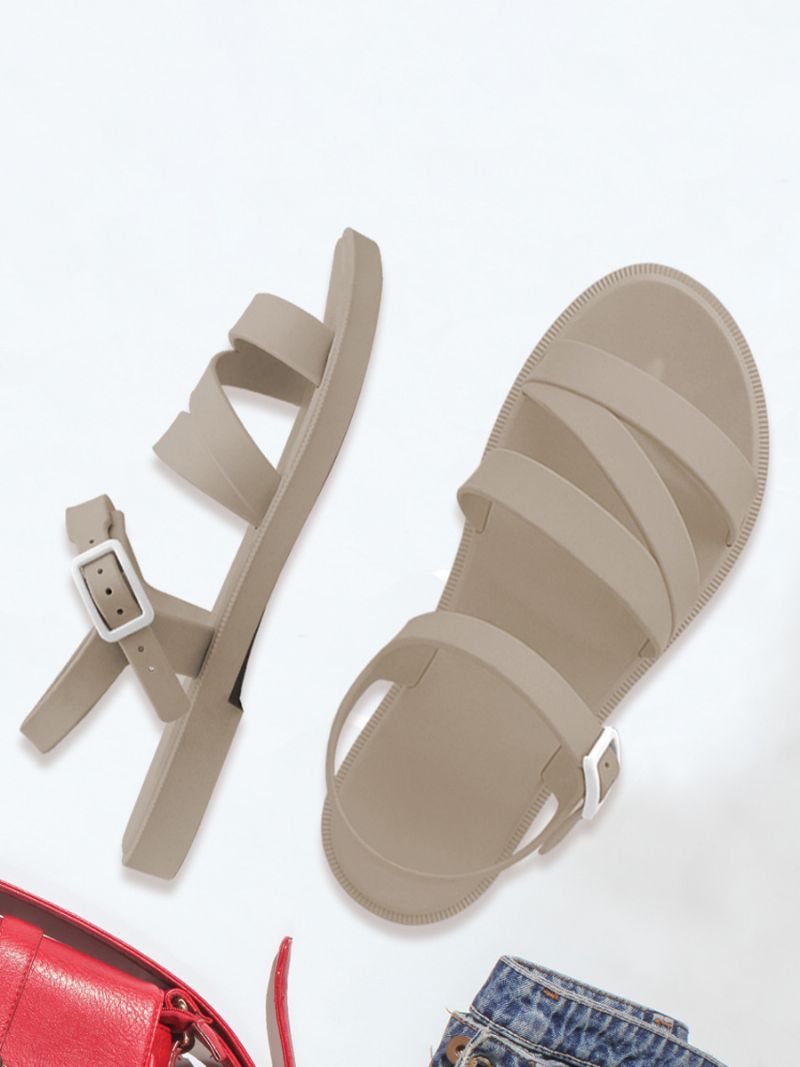 Damsandaler Ecru White Strappy Casual Sandal Skor - Champagne