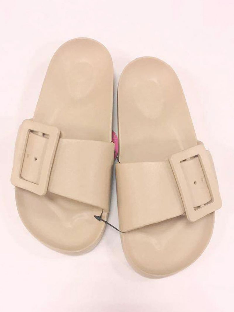 Damsandaler Svarta Casual Knappar Sandalrutschbanor - Beige