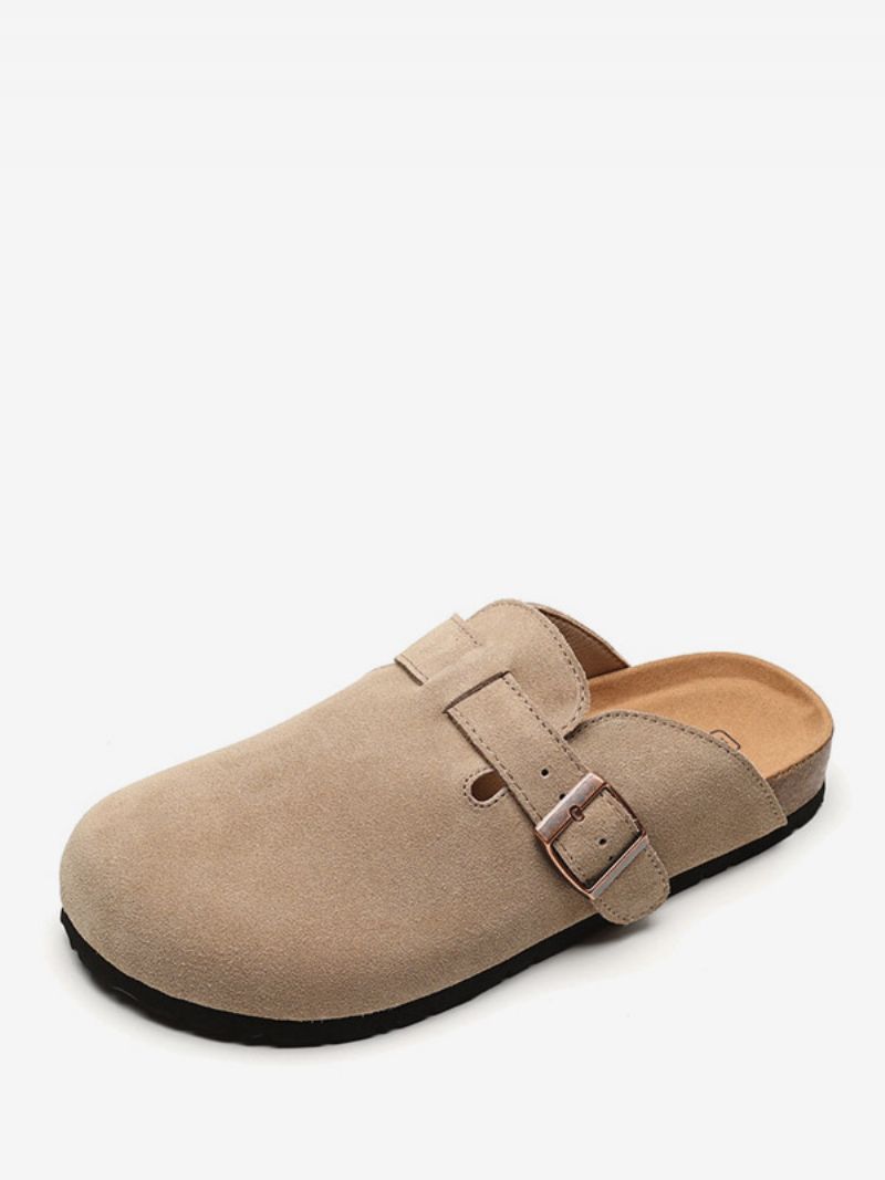 Kvinnors Mocka Mules Rund Toe Platta Casual Skor