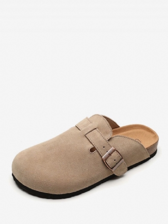 Kvinnors Mocka Mules Rund Toe Platta Casual Skor