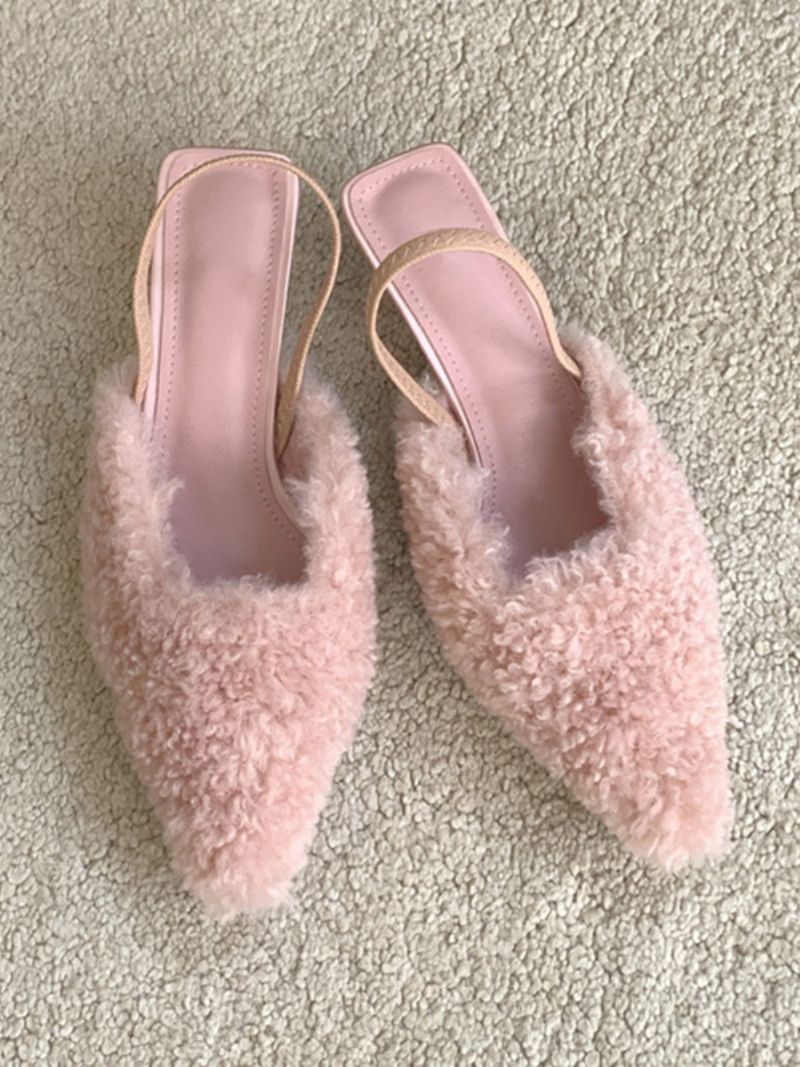 Kvinnors Snörning Kitten Heel Polyester Mules Ljusrosa - Ljusrosa