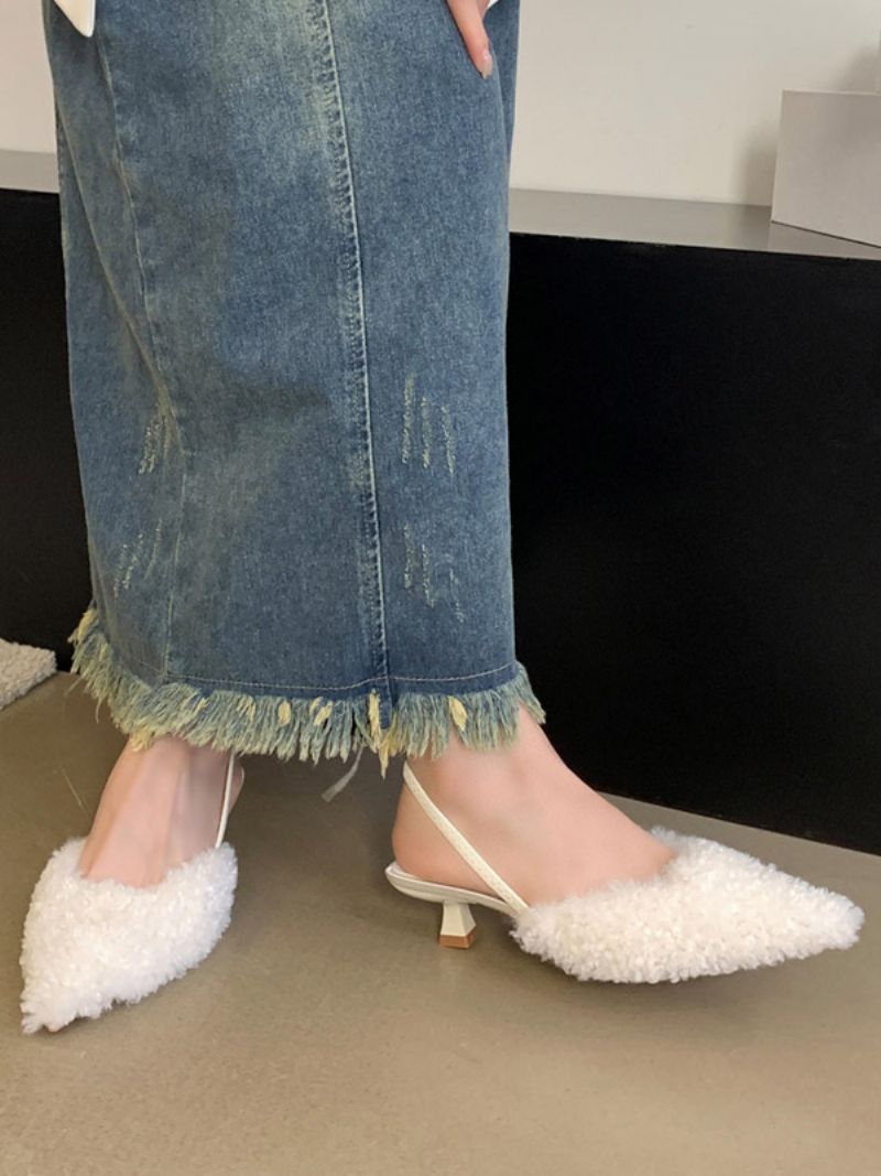 Kvinnors Snörning Kitten Heel Polyester Mules Ljusrosa - Beige