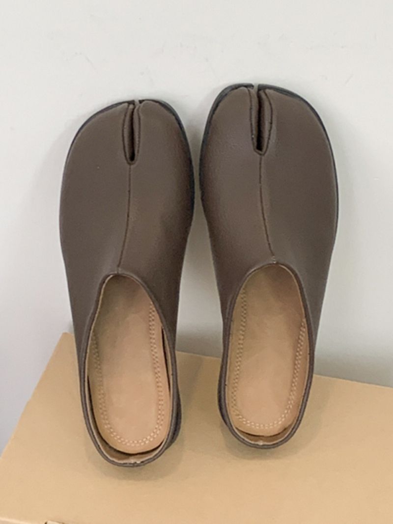 Kvinnors Svarta Träskor Finger Designade Slip-on Tofflor - Djupbrun