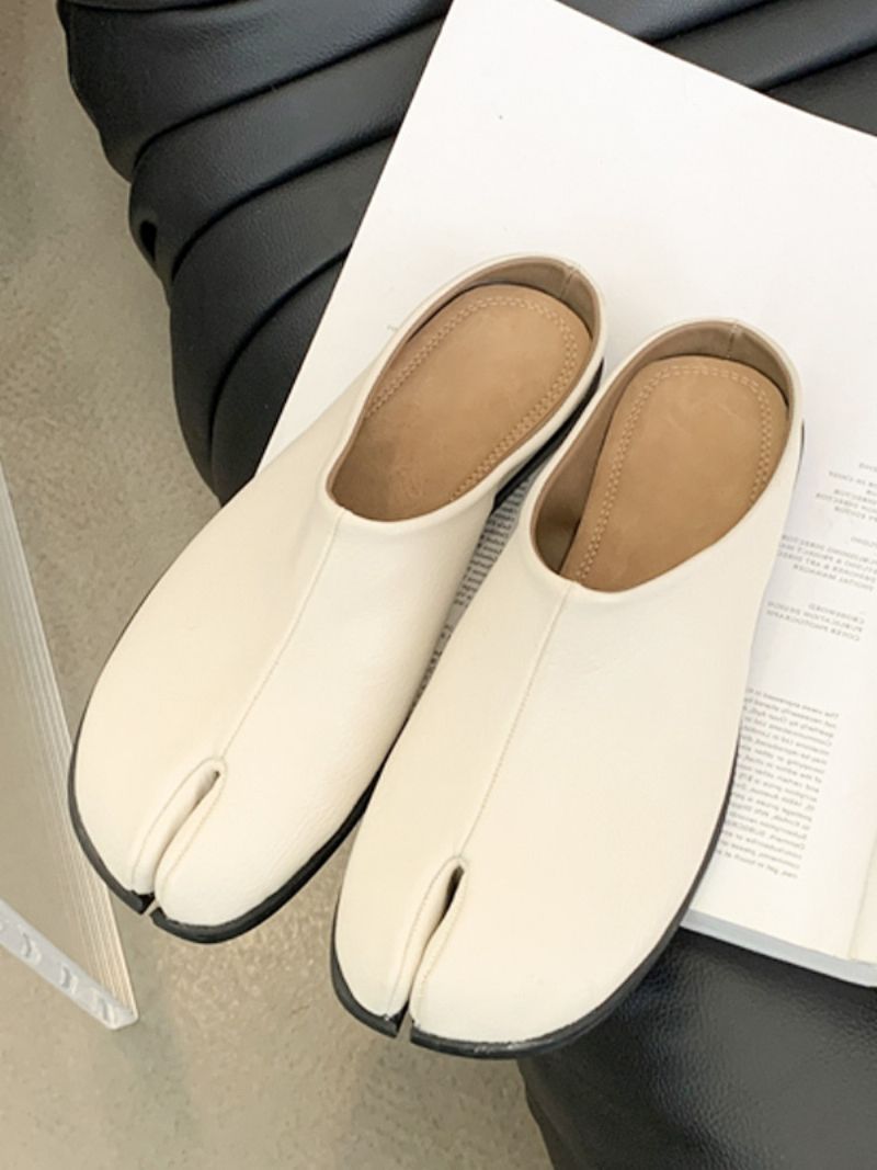 Kvinnors Svarta Träskor Finger Designade Slip-on Tofflor - Beige