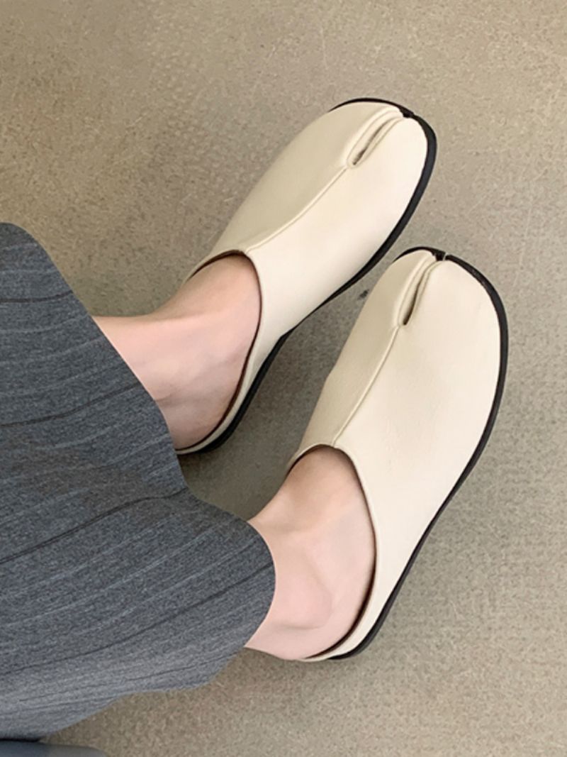 Kvinnors Svarta Träskor Finger Designade Slip-on Tofflor - Beige