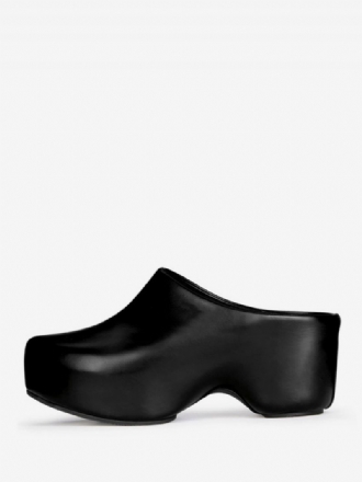 Kvinnors Svarta Träskor Platform Backless Mules