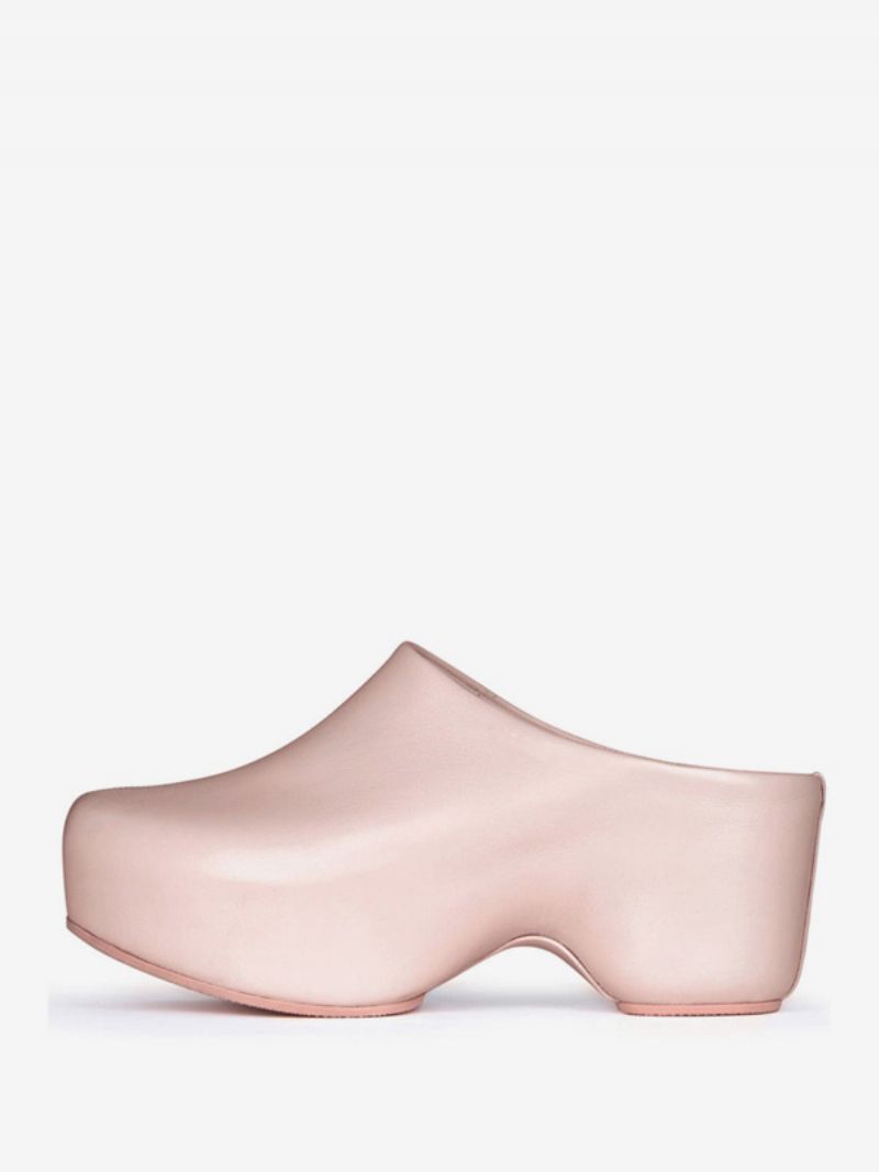 Kvinnors Svarta Träskor Platform Backless Mules - Rosa