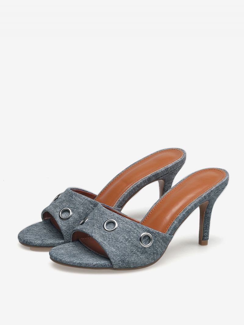 Slingbacks För Damer Med Stilettklack Canvas Mules Ljus Himmelsblå - Ljus Himmelsblå