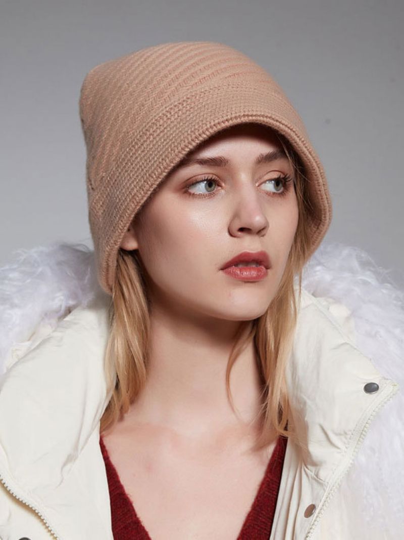 Dammössor Fabulous Wool Winter Warm Stickad Hats - Camel