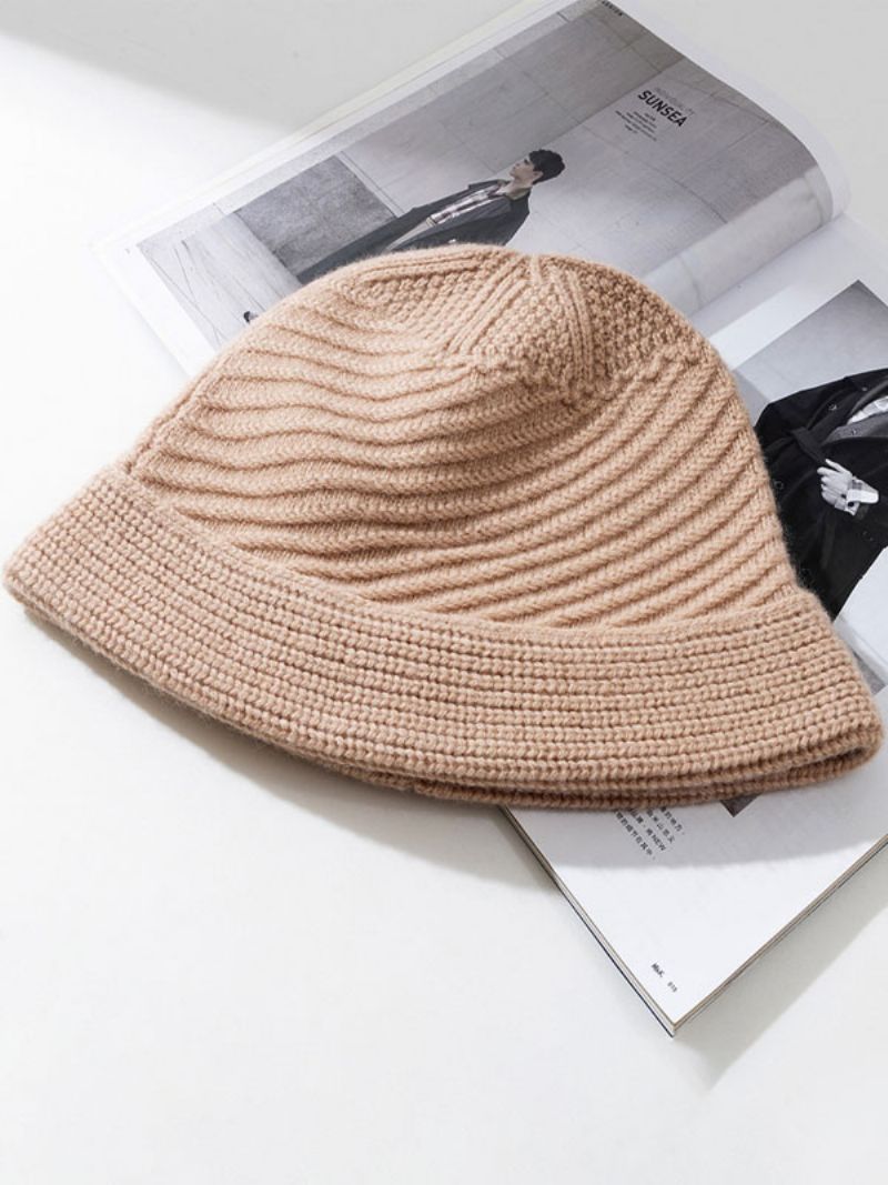 Dammössor Fabulous Wool Winter Warm Stickad Hats - Camel