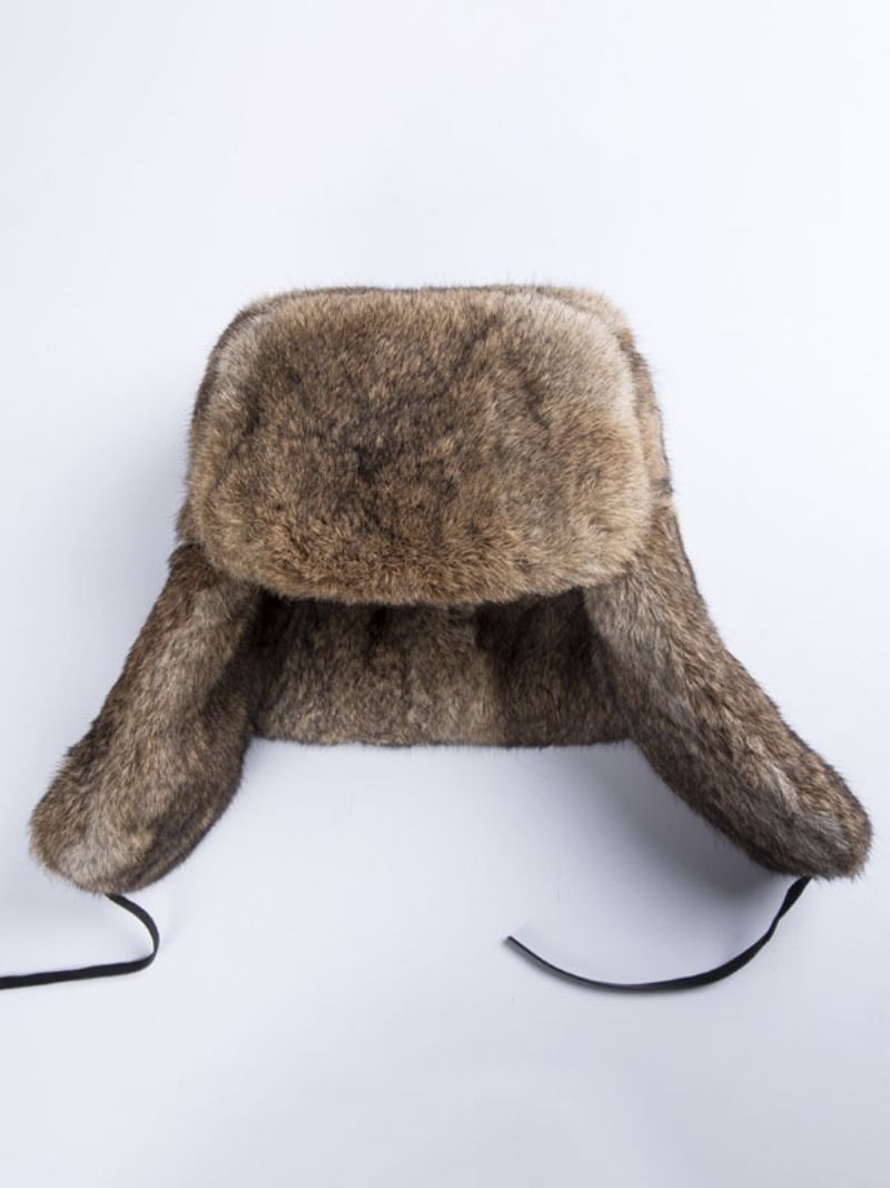 Kepsar För Herr Modern Fuskpäls Vinter Varma Mössor Ryska Ushanka Hatt - Khaki