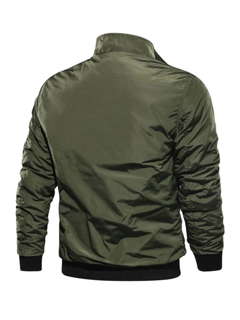 Herr Jeansjacka Polyester Modern Stativkrage Långärmad Hunter Green Regular Fit Jacka - Hunter Green