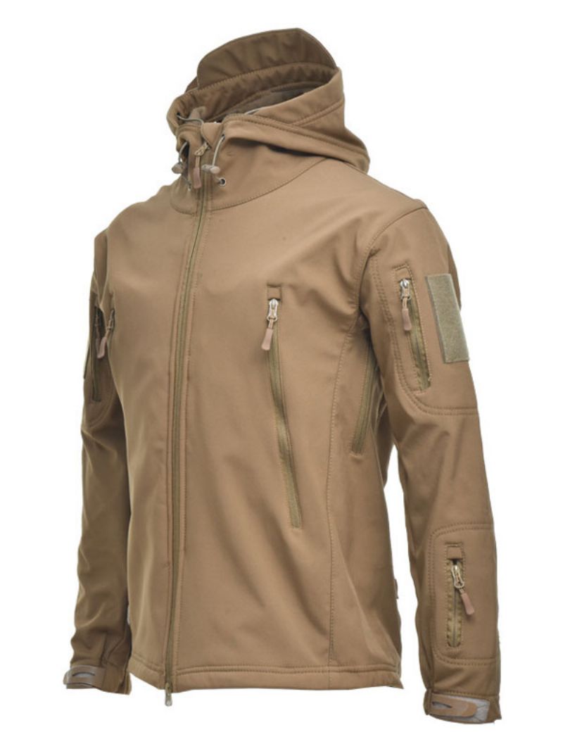 Herrjacka För Män Dragkedja Polyester Snygg - Khaki