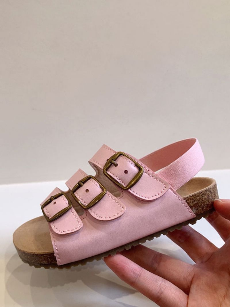 Flicksandaler Öppen Tå Spänne Detail Sandal Skor - Rosa