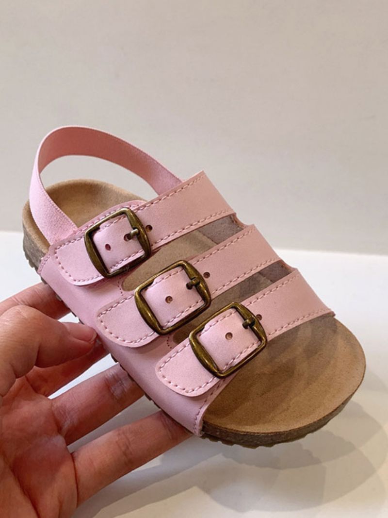 Flicksandaler Öppen Tå Spänne Detail Sandal Skor - Rosa