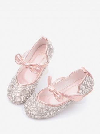 Flower Girl Skor Rhinestones Bowknot Platta