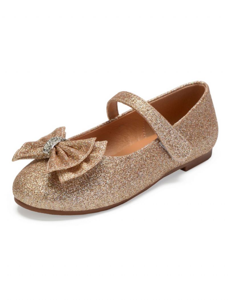 Glitter Bow Mary Jane Skor Bröllop Flower Girl - Champagne