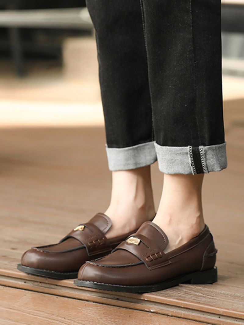 Bruna Slip-on Loafers Dam Rund Toe Designade Penny