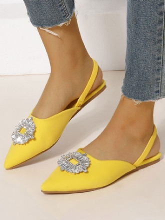 Dam Rhinestones Spetsiga Tå Slingback Platta Skor