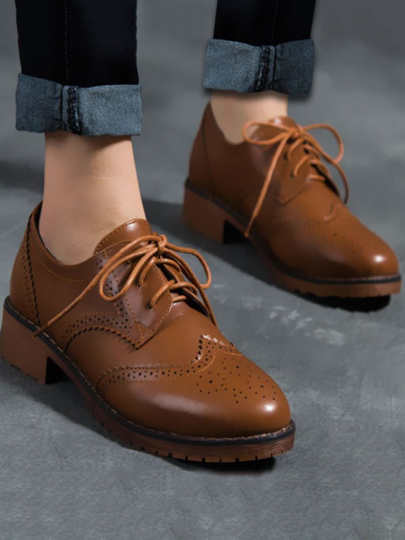 Damsnören Brogue Wingtips Oxfords - Kaffe Brun