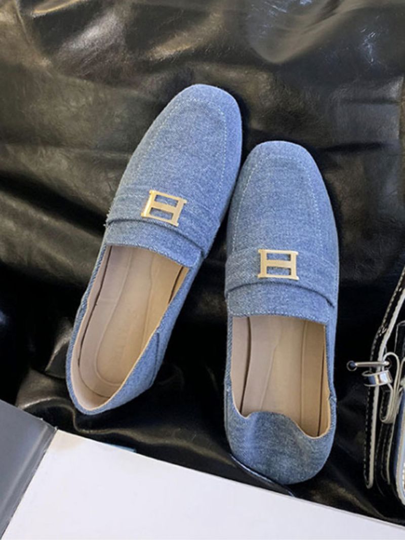 Flat Polyester Loafers För Kvinnor - Ljus Himmelsblå