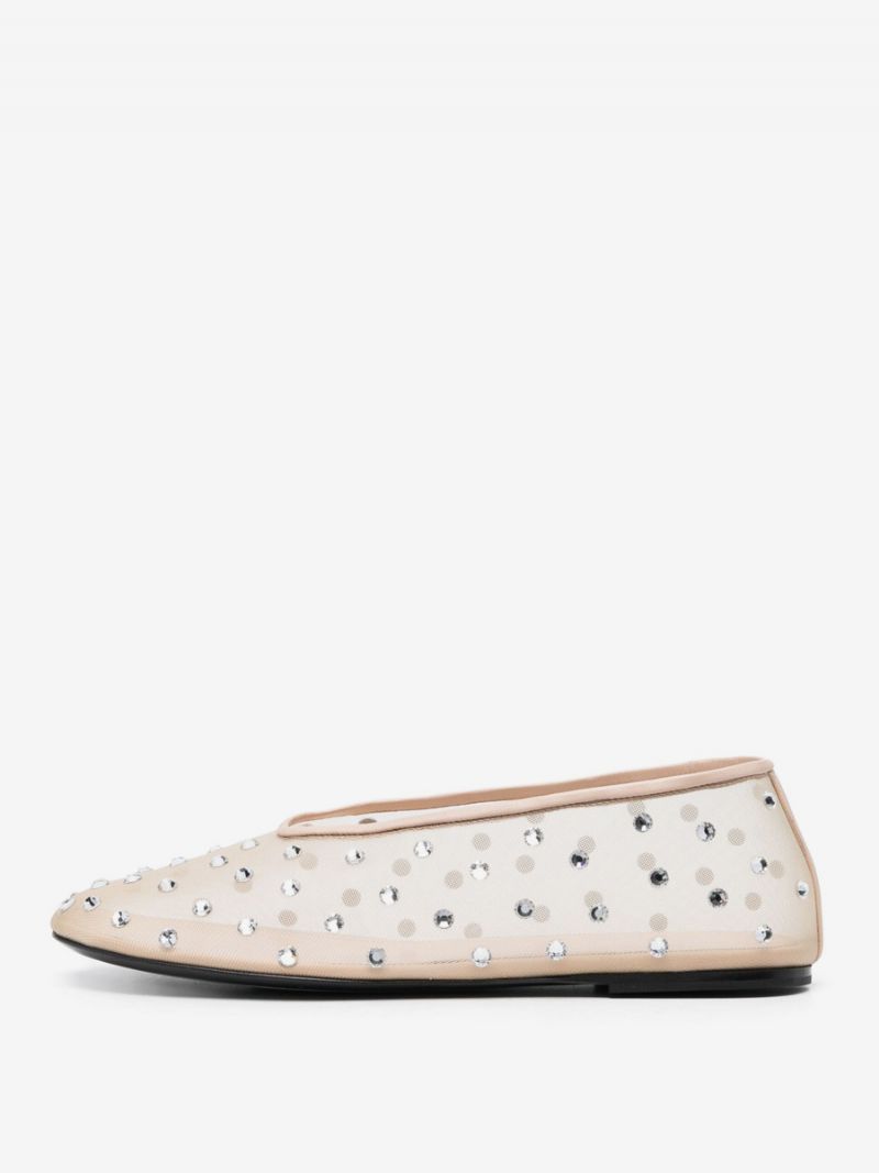 Kvinnors Balett Platta Skor Mesh Strass Dubbade Rund Toe Ballerina