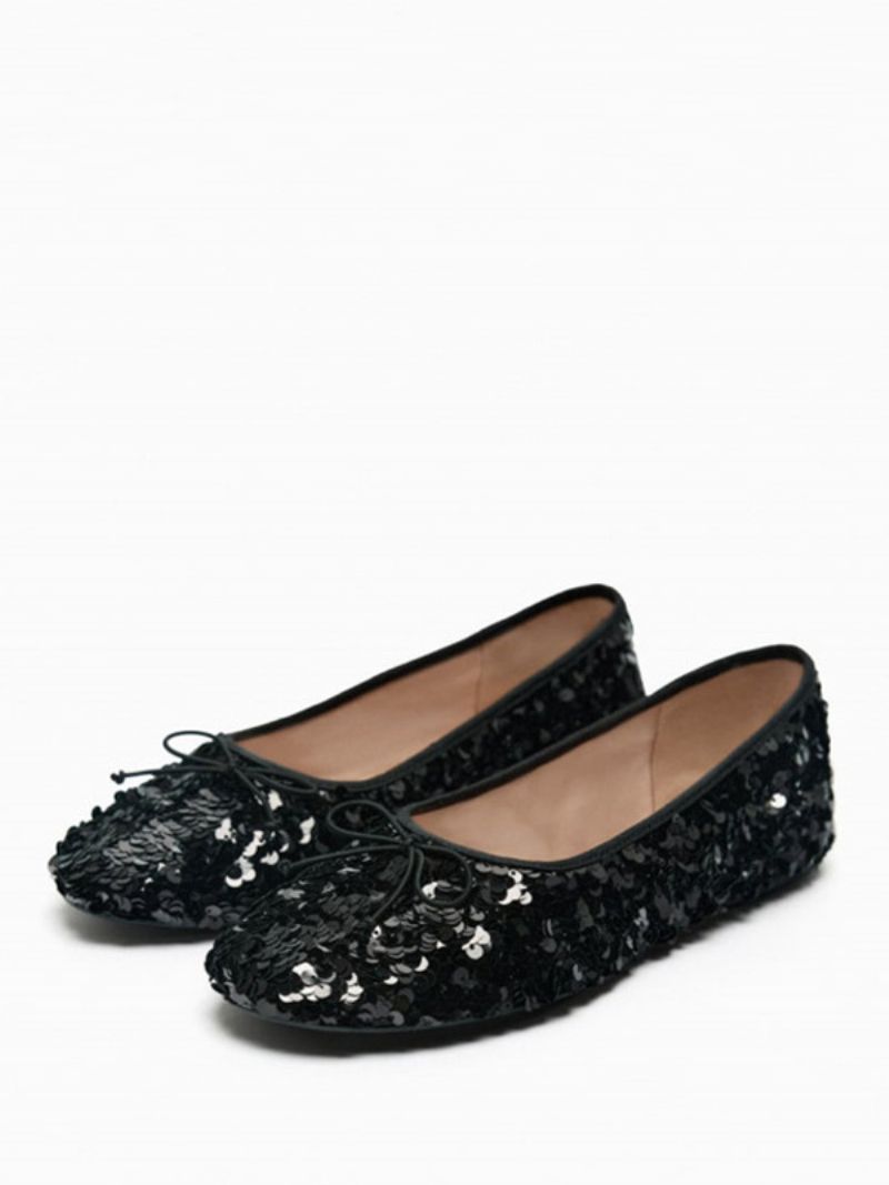 Kvinnors Balett Platta Skor Paljetter Rund Toe Ballerina Flat Party