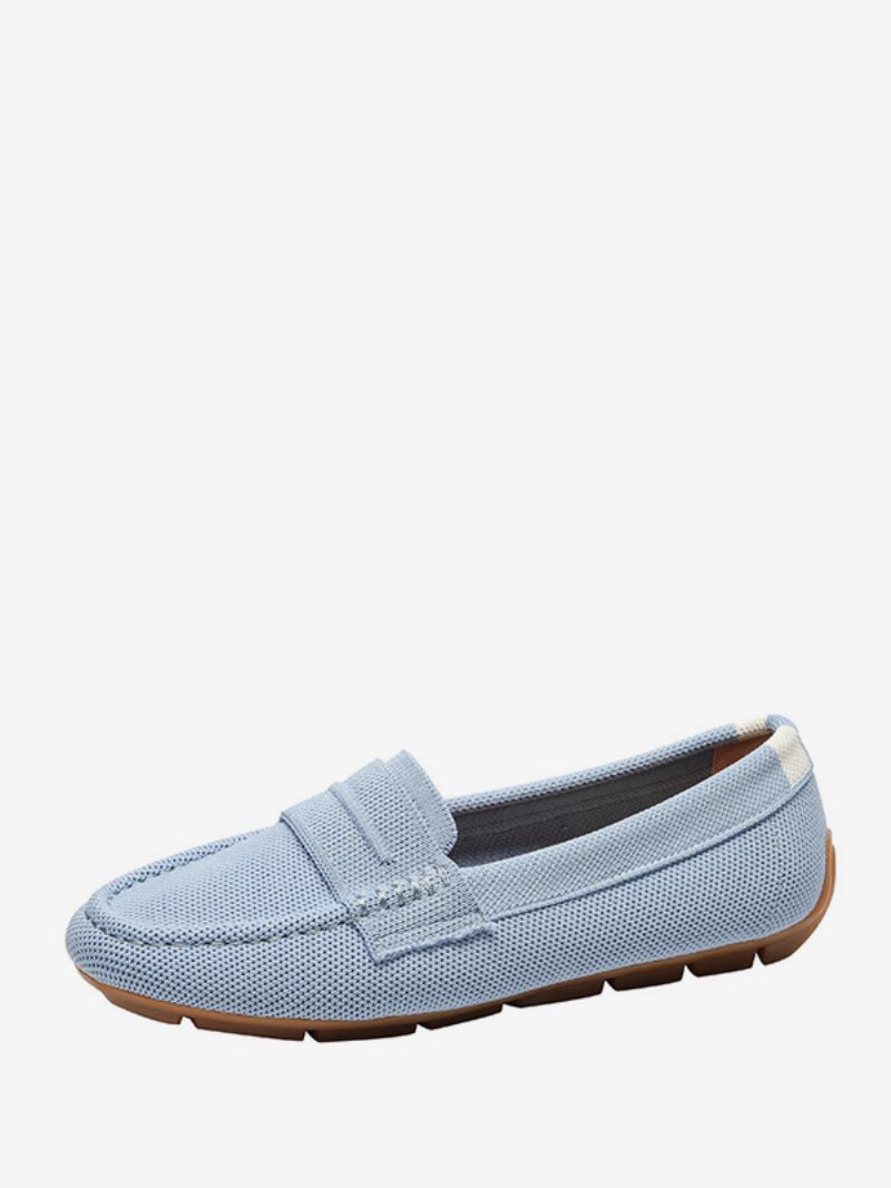 Kvinnors Mule Loafers Rund Toe Slip-on Flat Pumps - Ljus Himmelsblå