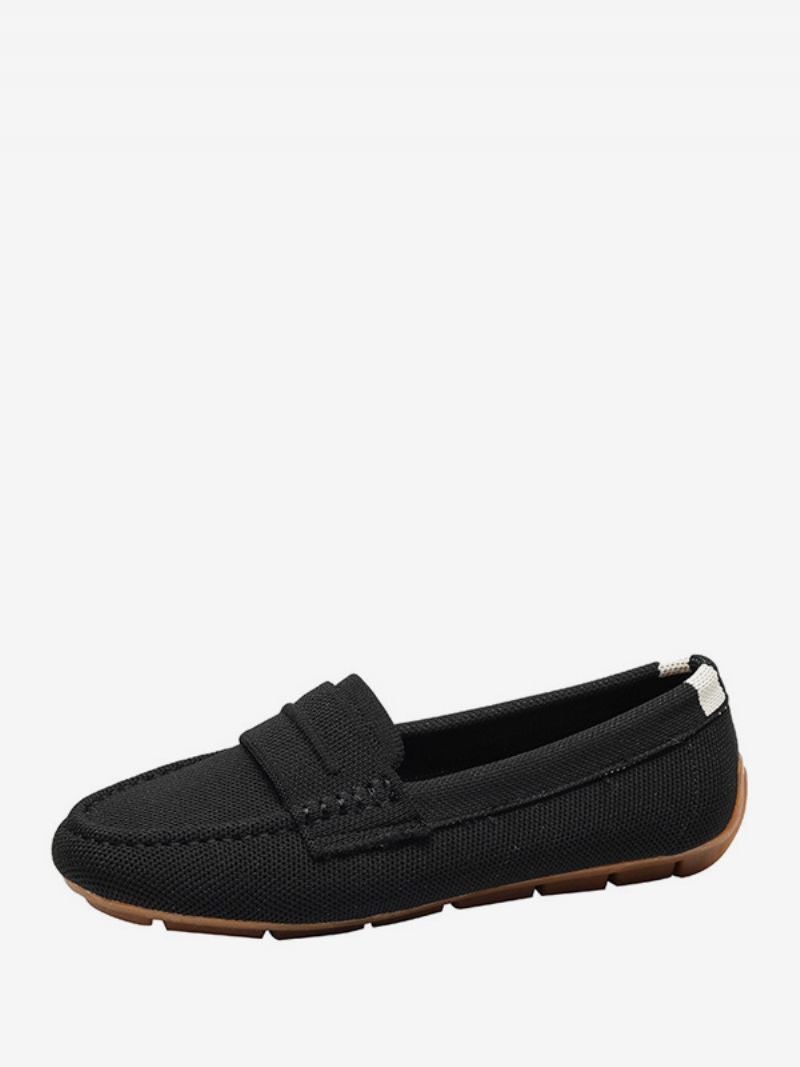 Kvinnors Mule Loafers Rund Toe Slip-on Flat Pumps - Svart