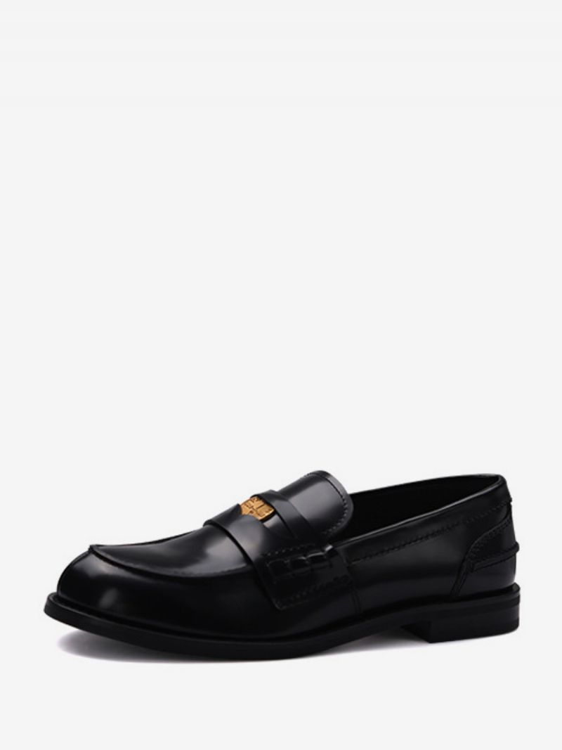 Kvinnors Penny Loafers Rund Toe Slip-on Platta Skor - Svart