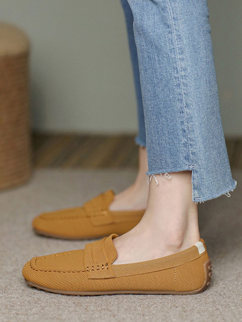 Platta Loafers För Kvinnor Rund Tå Slip-on Casual Skor