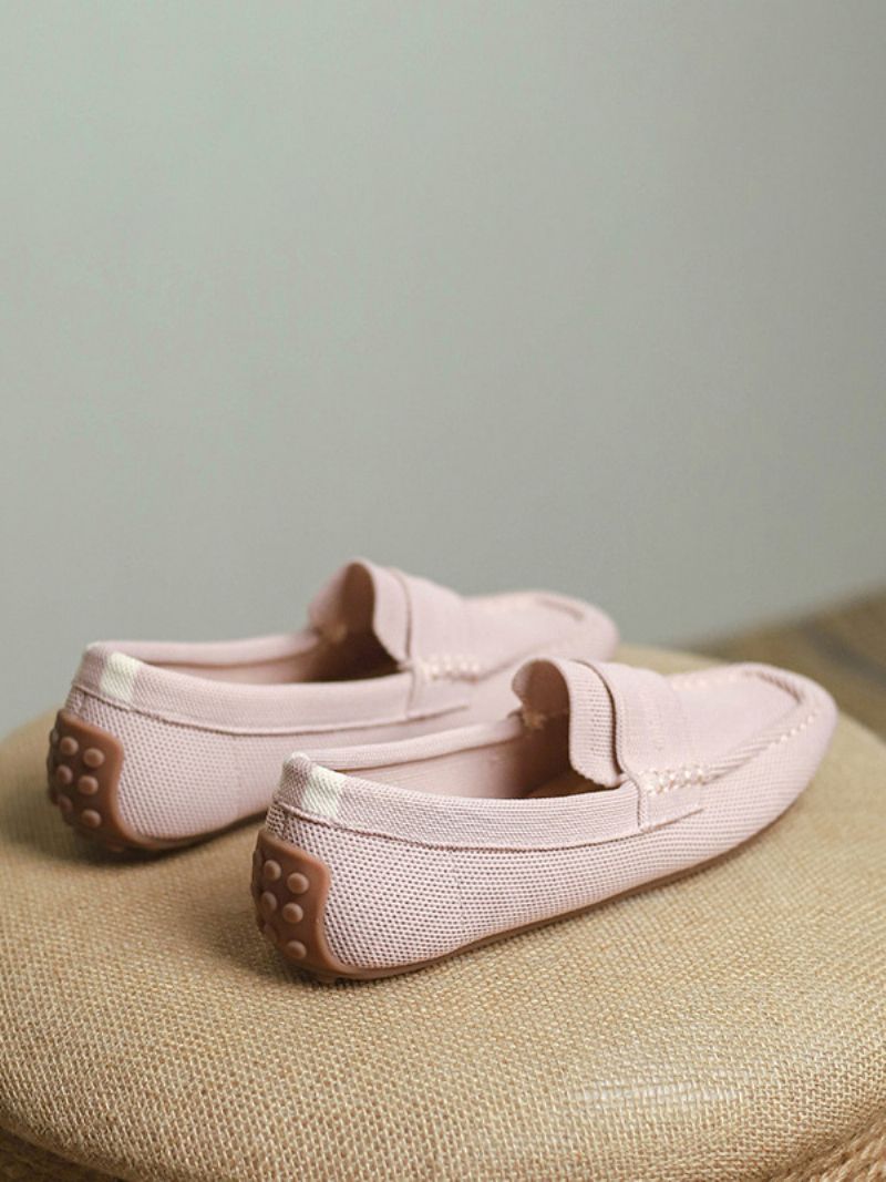 Platta Loafers För Kvinnor Rund Tå Slip-on Casual Skor - Mjuk Rosa