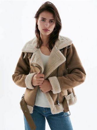 Mockajacka Faux Shearling Vinterkappa Ytterkläder För Dam