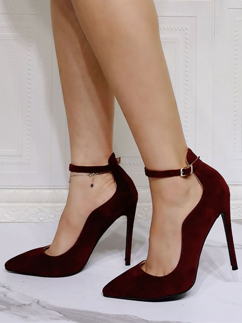 Dam Ankelrem Prom Heel Pumps I Burgundy Mocka