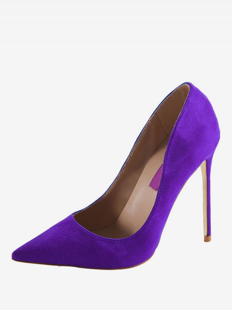 Dam Burgundy Mocka Spetsig Tå Basic Pumps Stiletto Heels Formella Skor - Lila