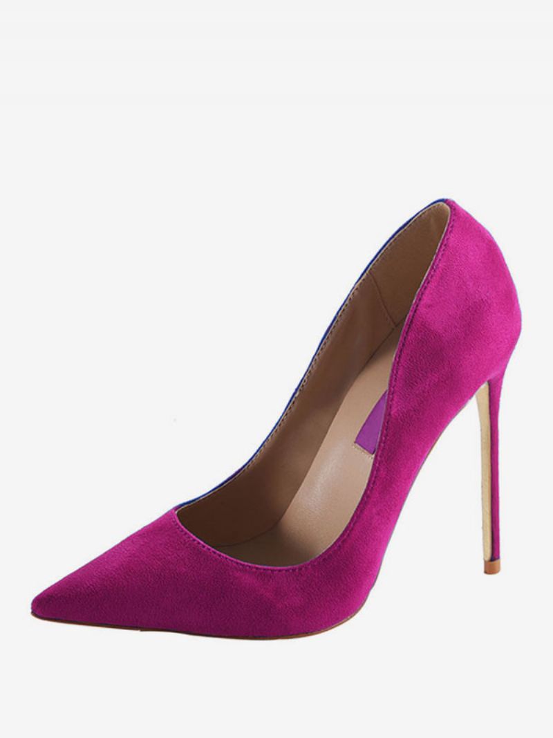 Dam Burgundy Mocka Spetsig Tå Basic Pumps Stiletto Heels Formella Skor - Ros