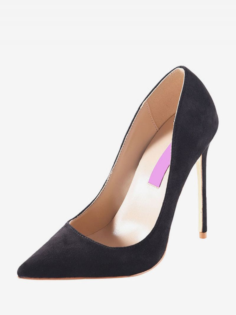 Dam Burgundy Mocka Spetsig Tå Basic Pumps Stiletto Heels Formella Skor - Svart