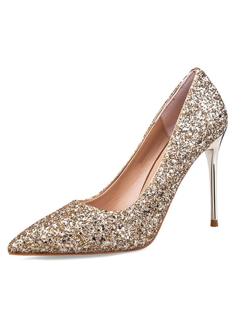 Dam Glitter Prom Skor Spetsiga Tå Stiletto High Heel Pumps