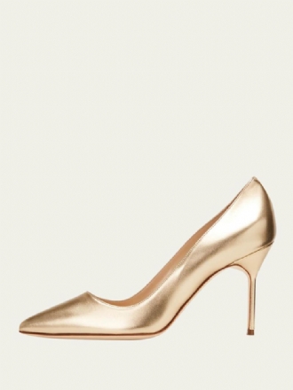 Dam Högklackat Guld Alomond Toe Stiletto Heel Dress Pumps