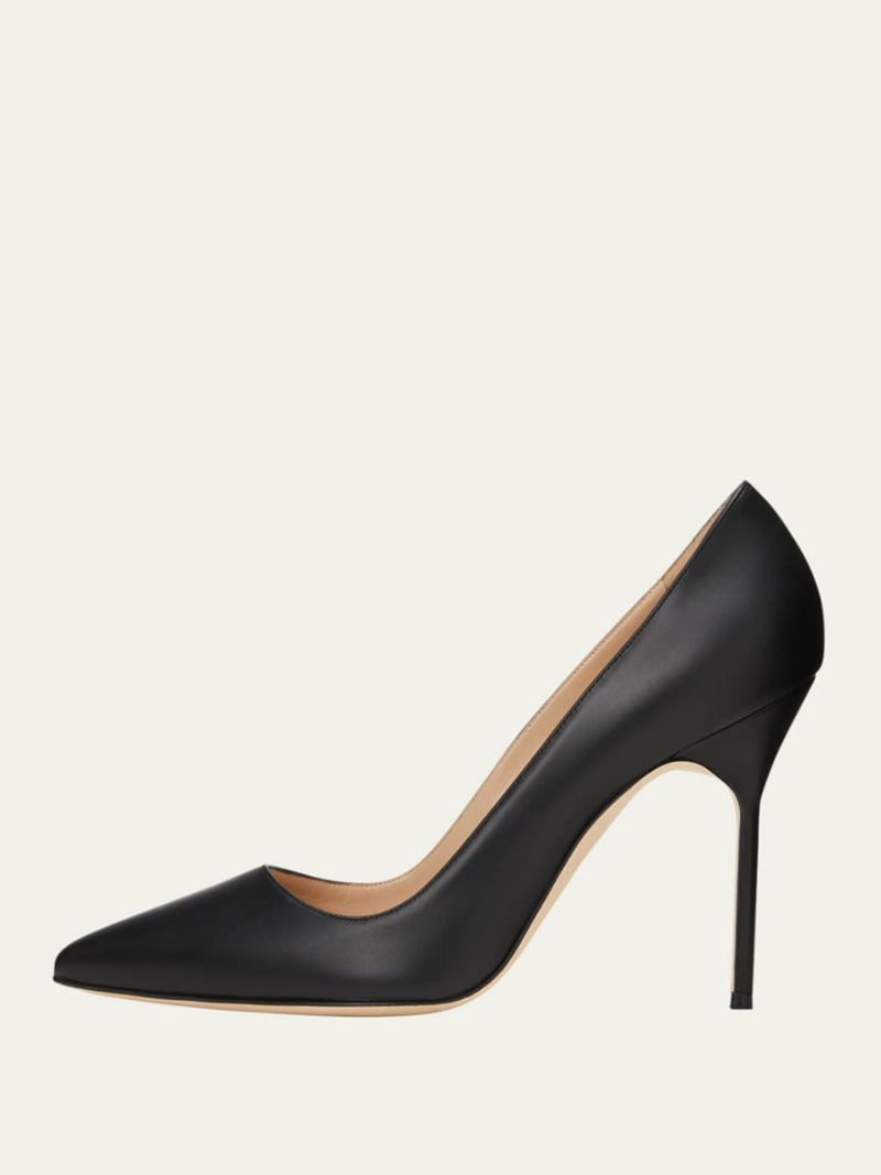 Dam Högklackat Guld Alomond Toe Stiletto Heel Dress Pumps - Svart